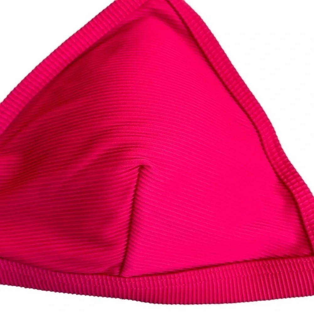 NWT J. Crew Ribbed Triangle Bikini Top Wild Hibiscus Pink Sz XXL